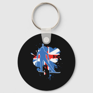 Great Britain Flag Biathlonist - British Biathlon Key Ring