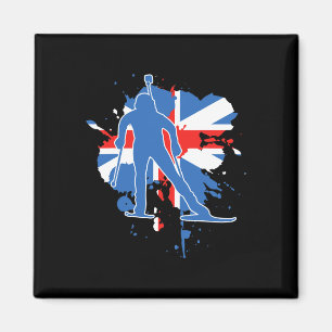Great Britain Flag Biathlonist - British Biathlon Magnet
