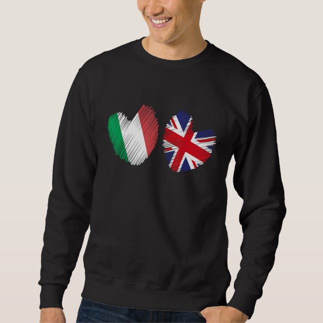Great Britain Italy Heart UK Flag Italian Flag Gru Sweatshirt (Front)