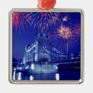 Great Britain, London. Fireworks over the Tower Metal Tree Decoration