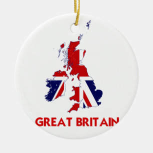 GREAT BRITAIN MAP CERAMIC TREE DECORATION