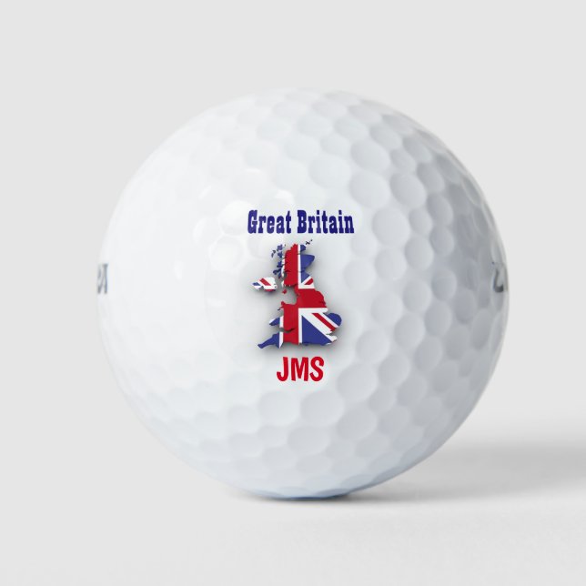 Great Britain Map Flag Monogram Golf Balls (Front)