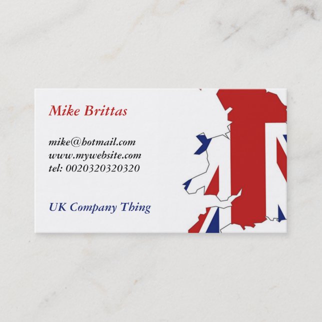 Great Britain, Mike Brittas, mike@hotmail.comww... Business Card (Front)