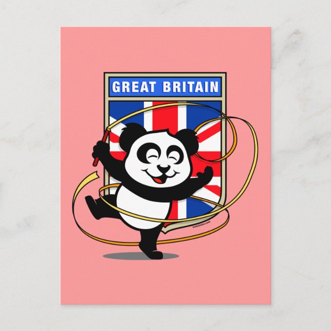 Great Britain Rhythmic Gymnastics Panda Postcard (Front)
