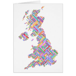Great Britain UK City Text Map