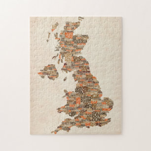 Great Britain UK City Text Map Jigsaw Puzzle
