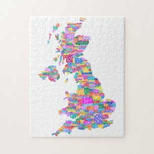 Great Britain UK City Text Map Jigsaw Puzzle
