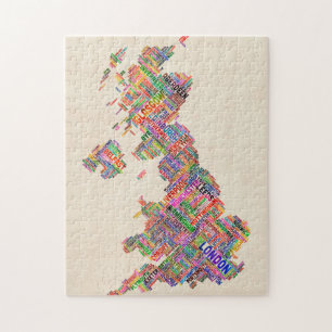 Great Britain UK City Text Map Jigsaw Puzzle