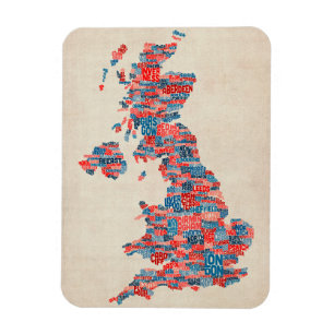 Great Britain UK City Text Map Magnet