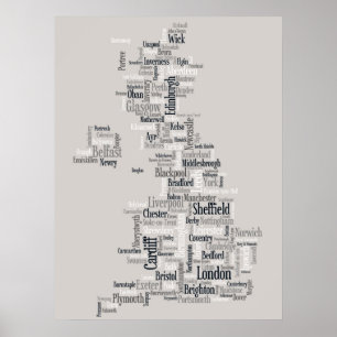 Great Britain UK City Text Map Poster