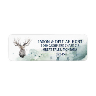 Great Buck Rustic Forest Hunting Return Address Label