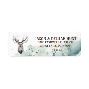 Great Buck Rustic Forest Hunting Return Address Label