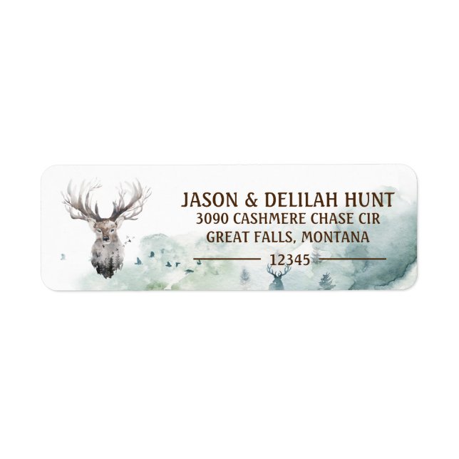 Great Buck Rustic Forest Hunting Return Address Label (Front)