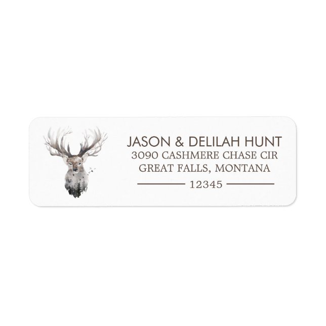 Great Buck Rustic Forest Return Address Label (Front)