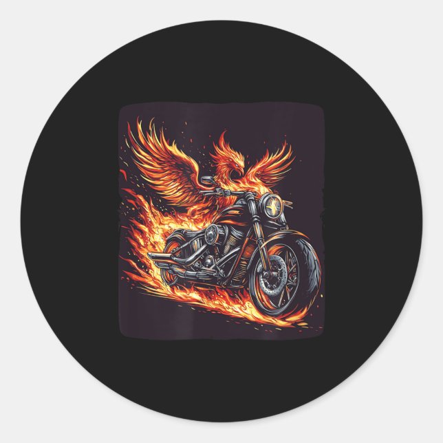 Great Burning Motorcycle For Boys And Girls  Classic Round Sticker (Front)