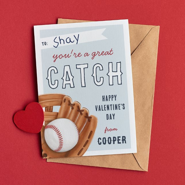 Great Catch Baseball Classroom Valentines Day Card (Creator Uploaded)