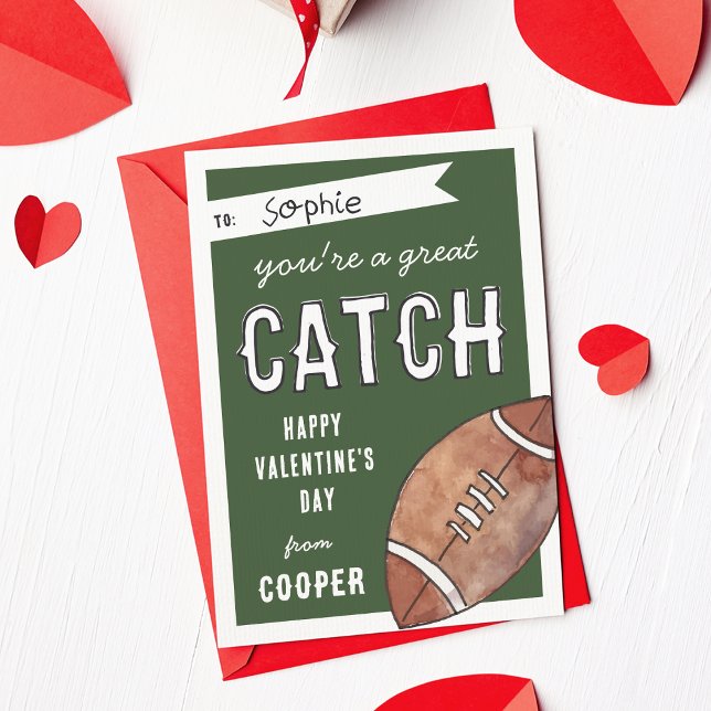 Great Catch Football Classroom Valentines Day Card (Creator Uploaded)