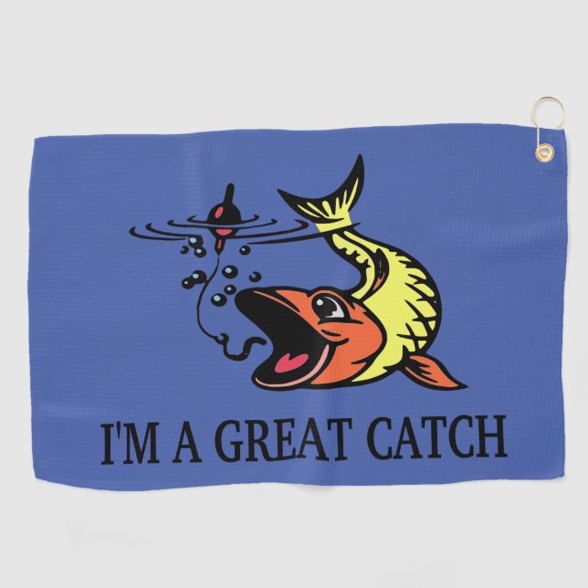 Great Catch (Yellow/Orange) V2 Golf Towel (Horizontal)