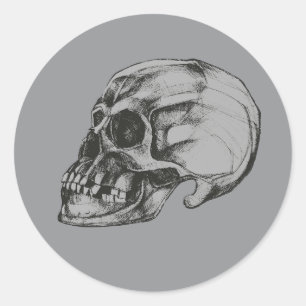 Great Classic Drawing of a Human Skull Round Sticker