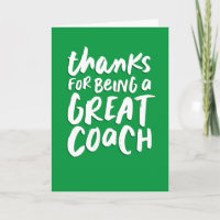 Great coach green white handlettered thank you