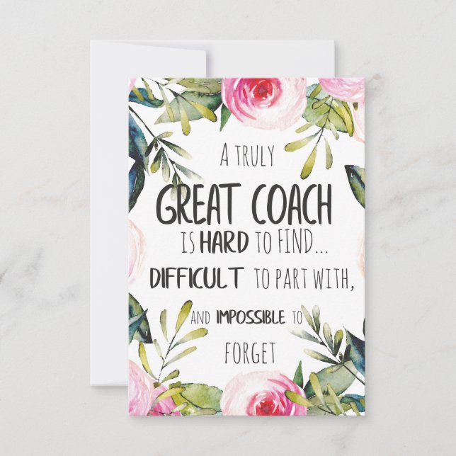 Great Coach typography Office decor Coach gift Thank You Card (Front)