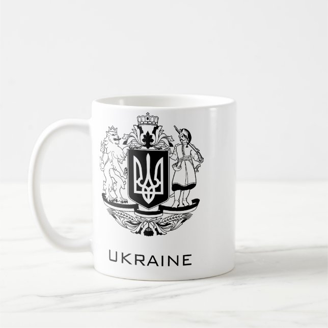 Great Coat of Arms of Ukraine Monochrome Fine Art Coffee Mug (Left)