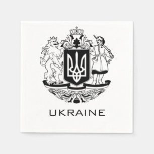 Great Coat of Arms of Ukraine Monochrome Fine Art Napkin