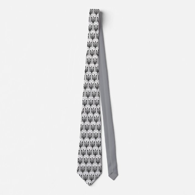 Great Coat of Arms of Ukraine Monochrome Fine Art Tie (Front)