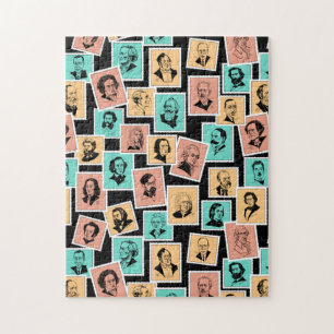Great composers on stamps, tricolour pattern - 2 jigsaw puzzle
