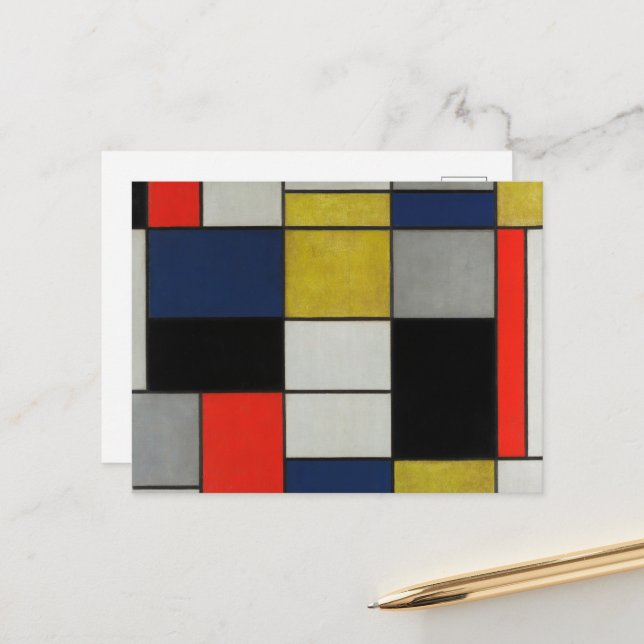 Great Composition by Piet Mondrian Postcard (Front/Back In Situ)