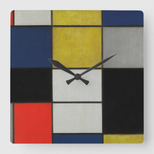 Great Composition by Piet Mondrian Square Wall Clock