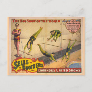 Great Costellos Trapeze Show Circus Poster Postcard