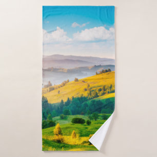 Great countryside landscape in morning light. Loca Bath Towel