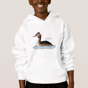 Great crested grebe bird cartoon illustration
