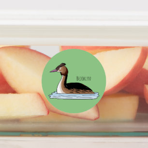 Great crested grebe bird cartoon illustration