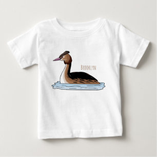 Great crested grebe bird cartoon illustration baby T-Shirt