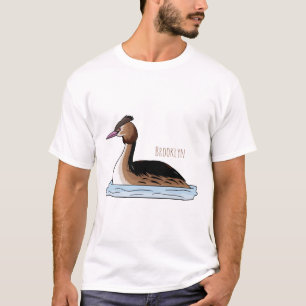 Great crested grebe bird cartoon illustration T-Shirt
