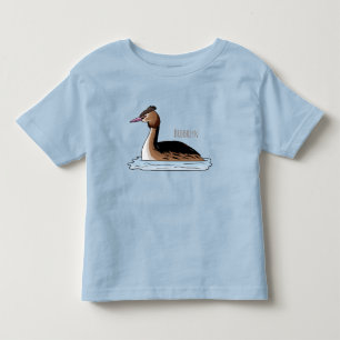 Great crested grebe bird cartoon illustration toddler T-Shirt