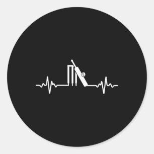 Great Cricket Heartbeat Design Gift Cricket Player Classic Round Sticker