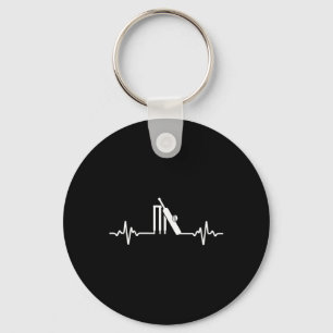 Great Cricket Heartbeat Design Gift Cricket Player Key Ring