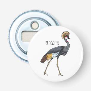 Great crowned crane bird cartoon illustration bottle opener
