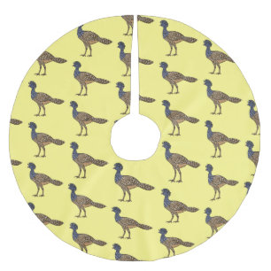Great curassow bird cartoon illustration brushed polyester tree skirt