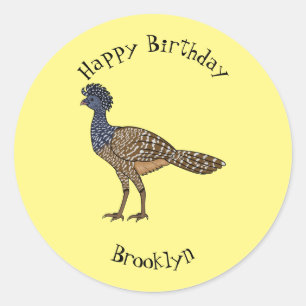 Great curassow bird cartoon illustration classic round sticker