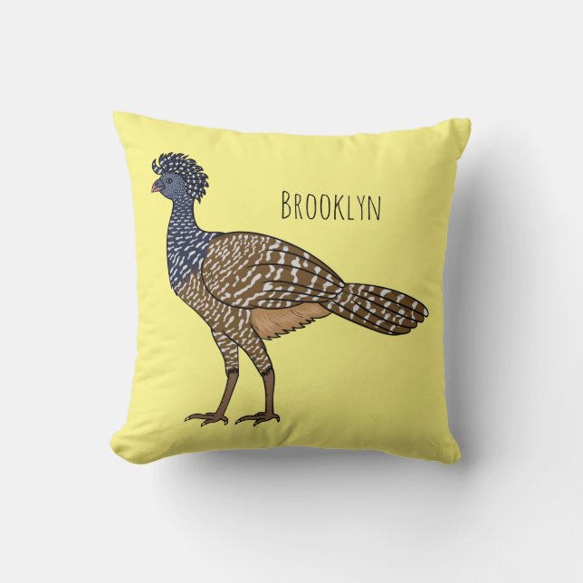 Great curassow bird cartoon illustration cushion (Front)