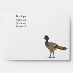 Great curassow bird cartoon illustration envelope