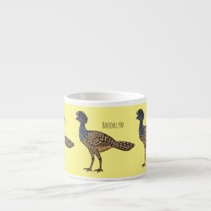 Great curassow bird cartoon illustration espresso cup