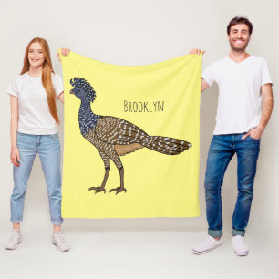 Great curassow bird cartoon illustration  fleece blanket