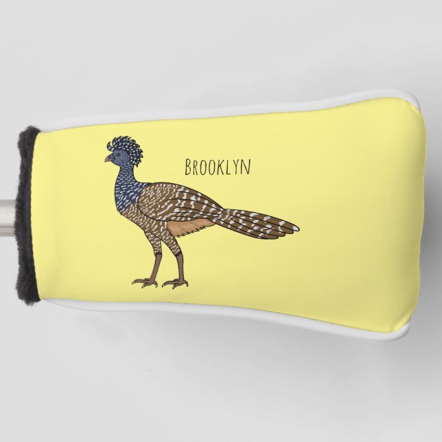 Great curassow bird cartoon illustration golf head cover (Front)