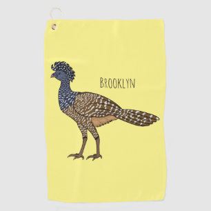 Great curassow bird cartoon illustration golf towel