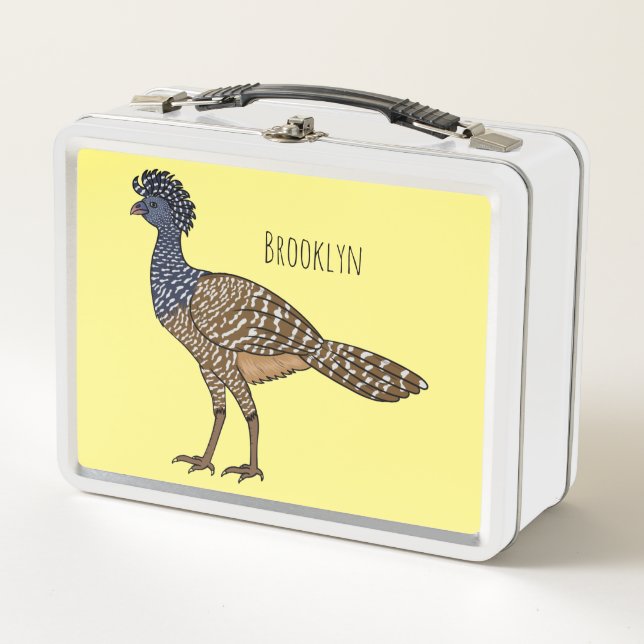 Great curassow bird cartoon illustration metal lunch box (Front)